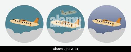 Vintage  Passenger turboprop Airplane Icon  Vector Illustration Stock Vector