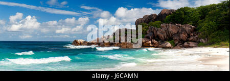 Large waves, Grand Anse, Seychelles Stock Photo