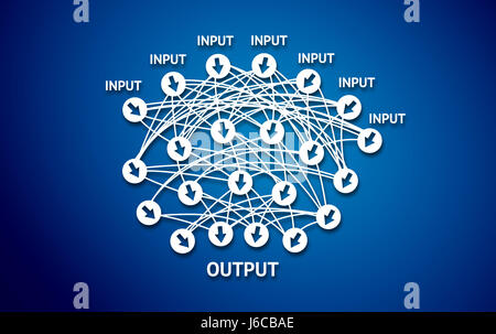 Deep learning , Machine learning and artificial intelligence concept. Infographic of deep learning with blue background Stock Photo