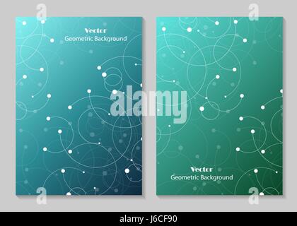 Modern vector templates for brochure cover in A4 size. Abstract geometric background with connected lines and dots. Business, science, medicine and te Stock Vector