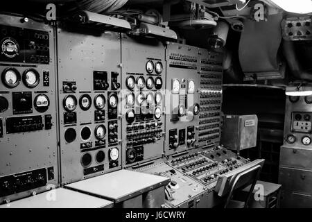 Control units instruments indicators displays signal military stuff Stock Photo