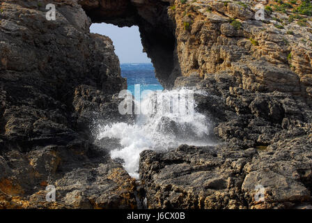 waves malta strengths sea waves salt water sea ocean water wind stones waves Stock Photo