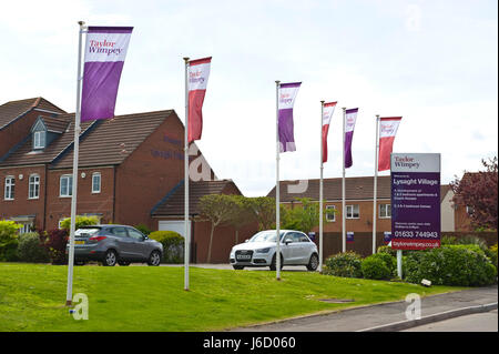 Taylor Wimpey Lysaght Village housing development on brownfield former steelworks site in Newport, South Wales, UK Stock Photo