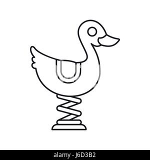 Duck spring see saw icon, outline style Stock Vector