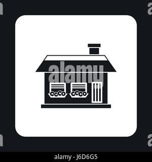 One storey house with two windows icon Stock Vector