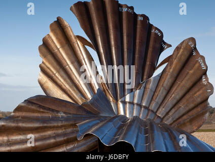 Scallop shell sculpture, Aldeburgh Beach, Suffolk, UK