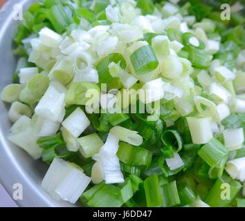 Chopped green onions closeup Stock Photo