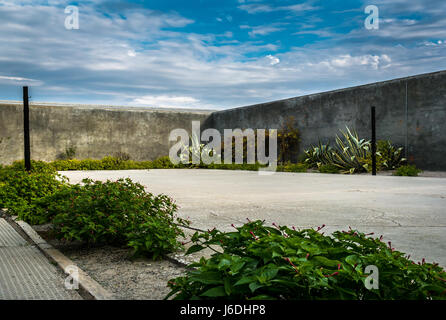 Exercise yard used by Nelson Mandela, Robben Island, where he played tennis, Cape Town, South Africa Stock Photo