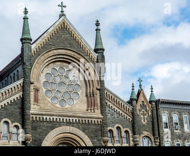 Religious building architecture - church art. Center city Philadelphia. Well built. Stock Photo