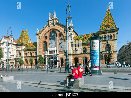 Stock Photo - Central Market Hall Budapest Hungary. Designed by Gustav Eiffel in the late 1800s