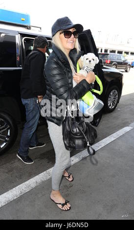 Heather Locklear at Los Angeles International Airport (LAX) with her little dog  Featuring: Heather Locklear Where: Los Angeles, California, United States When: 19 Apr 2017 Credit: WENN.com Stock Photo