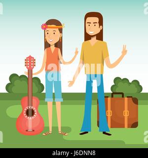 Hippie people design Stock Vector