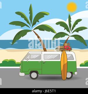 Retro Style Hippie Van Vector Stock Vector