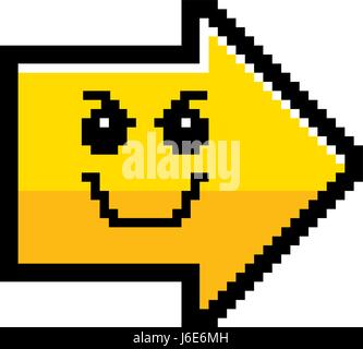 An illustration of an arrow looking evil in an 8-bit cartoon style. Stock Vector