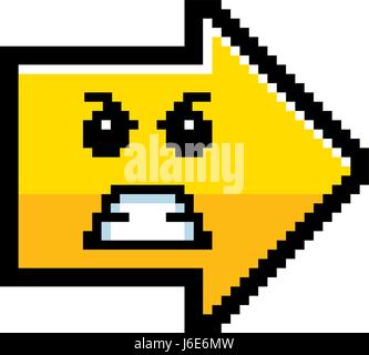 An illustration of an arrow looking angry in an 8-bit cartoon style. Stock Vector