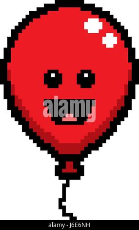An illustration of a balloon smiling in an 8-bit cartoon style. Stock Vector