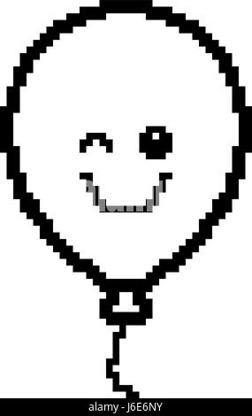 An illustration of a balloon winking in an 8-bit cartoon style. Stock Vector