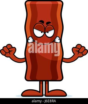 A cartoon illustration of a bacon strip looking angry. Stock Vector