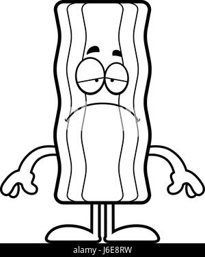 A cartoon illustration of a bacon strip looking sad. Stock Vector