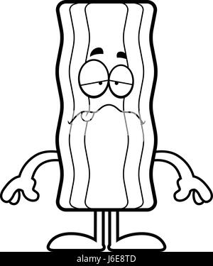 A cartoon illustration of a bacon strip looking sick. Stock Vector