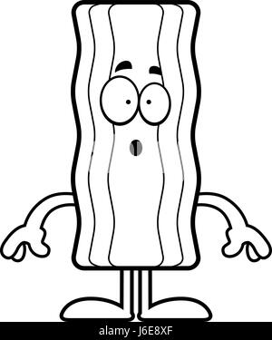 A cartoon illustration of a bacon strip looking surprised. Stock Vector