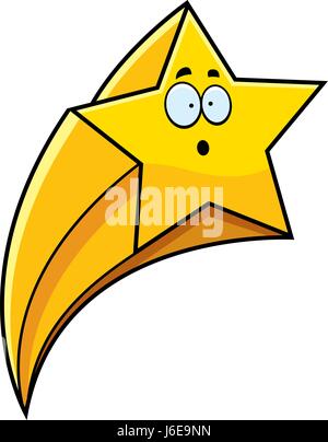 A cartoon illustration of a shooting star looking surprised. Stock Vector