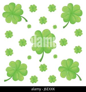 Vector set isolated on white background clover leaves. Silhouettes of four and three leaf clover. Lucky leaf clover in flat style Stock Vector