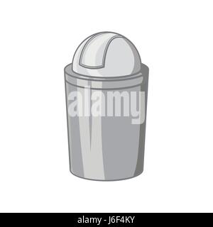 Gray trash can icon, black monochrome style Stock Vector