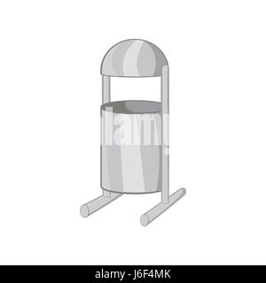 Trash can on legs icon, black monochrome style Stock Vector