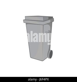 Trash can on wheels icon, black monochrome style Stock Vector