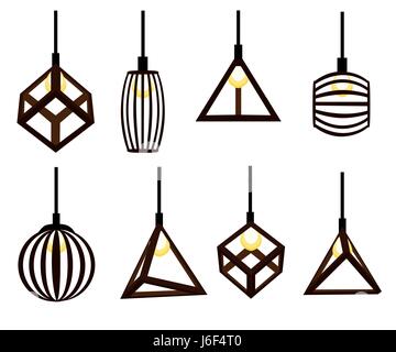 Home light with lamps icons in flat style. Simple vector illustration Stock Vector