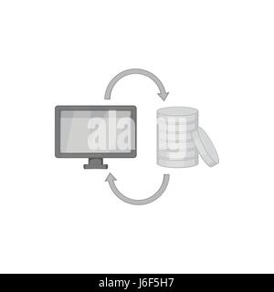 Online earnings icon, black monochrome style Stock Vector