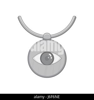 Third eye amulet icon, black monochrome style Stock Vector