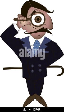 Save Download Preview Cartoon illustration of detective, looking at you through magnifier. Stock Vector