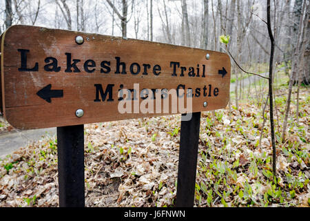 Michigan Upper Peninsula,U.P.,UP,Lake Superior,Pictured Rocks National Lakeshore,Lakeshore Trail,northern hardwood forest,Great Lakes,early spring,sig Stock Photo