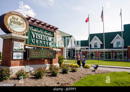 Sevierville Tennessee,Smoky Mountains,Chamber of Commerce Visitor Center,centre,outside exterior,front,entrance,welcome,information,assist,plan,maps,a Stock Photo