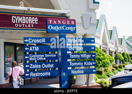 Sevierville Tennessee,Smoky Mountains,Tanger Outlets at Five Oaks,shopping shopper shoppers shop shops market markets marketplace buying selling,retai Stock Photo