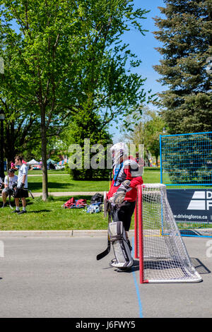 London, Ontario, Canada. 20th May, 2017. Play On! The world's largest annual hockey festival, and part of Canada's 150th Anniversary celebration. A street hockey tournament and sports festival, gathering hundreds of players from both genders, and all skill levels, kicks off in London, Ontario, Canada. Credit: Rubens Alarcon/Alamy Live News Stock Photo