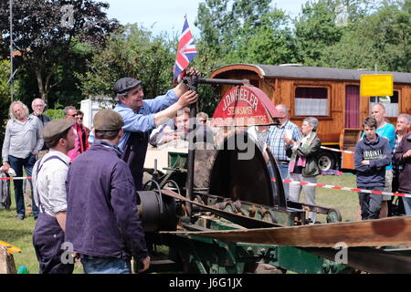 Classic car, truck, fire engine, motorbikes, army vehicles and old working steam engines on show. Bergen, The Netherlands, 21st May 2017 Stock Photo