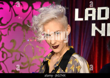 Cologne, Germany. 17th May, 2017. Austrian poetry slammer and comedian Lisa Eckhart poses at 'Ladies Night', the only German comedy television show with an entirely female cast, in Cologne, Germany, 17 May 2017. - NO WIRE SERVICE - Photo: Horst Galuschka/dpa/Alamy Live News Stock Photo