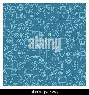 Social Media Blue Seamless Pattern Stock Vector