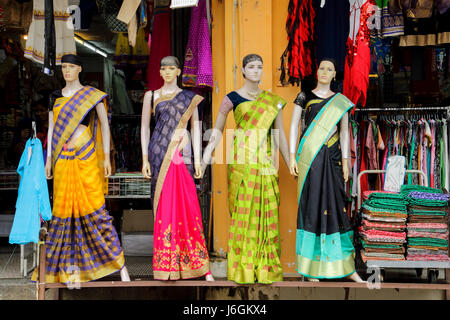 colourful saree textile cloth shop in the streets of little india,Penang,George Town,Malaysia,Asia,Pradeep Subramanian Stock Photo