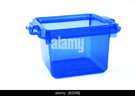 blue plastic synthetic material store bath tub tub bathtub storage bin blue Stock Photo