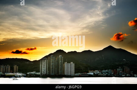 city town sunset bay style of construction architecture architectural style Stock Photo