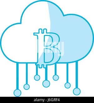 silhouette cloud data center with bicoin symbol Stock Vector