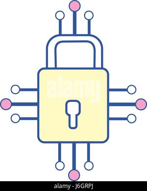 padlock with circuits to security dgital connection Stock Vector Image ...