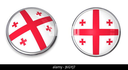 flag georgia button banner badge pin sticker stickers travel isolated asia Stock Photo