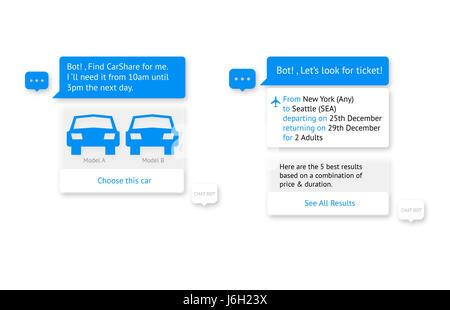 Chat bot and future marketing concept . Automatic chatbot message dialog on white background. Stock Photo