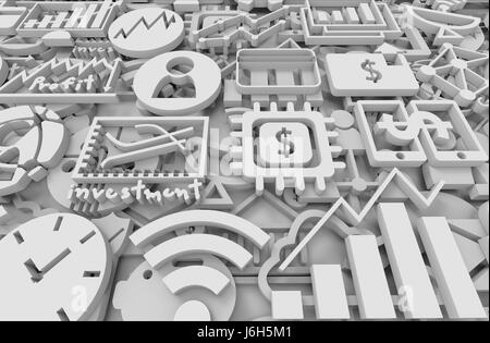 3D illustration , Fintech Investment Financial Internet Technology Concept. icon abstract background Stock Photo