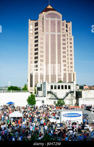 Roanoke Virginia,Railside Stage,First Fridays,downtown,street Festival,festivals,celebration,fair,crowd,aerial overhead from above view,get together,c Stock Photo